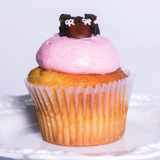 Classic Cami cupcake with signature pink frosting